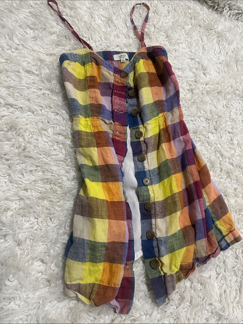 Kids Multi-Color Plaid Button-Front mini dress